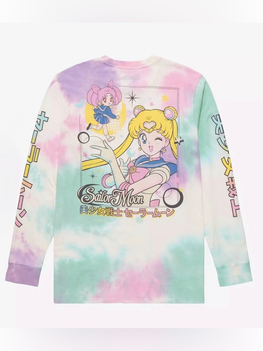BoxLunch Exclusive Sailor Moon Chibi Moon Pastel Tie-Dye Long Sleeve Shirt